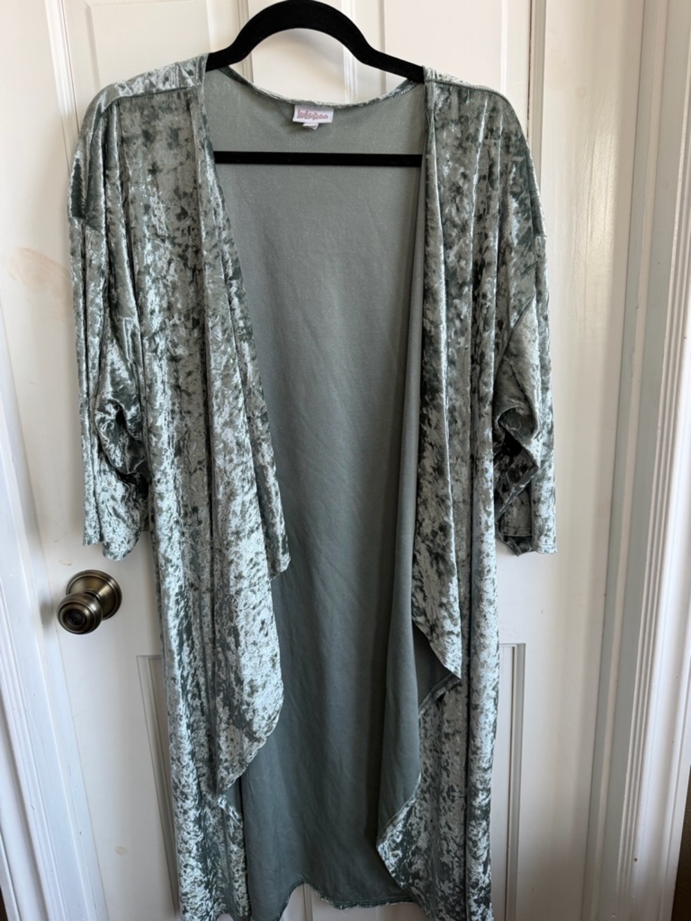 LuLaRoe Crushed Velvet Duster in Sage